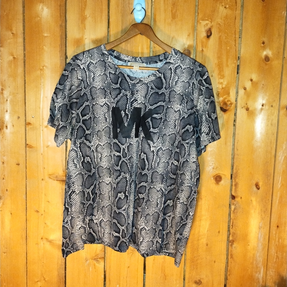 Michael Kors Women's Size 3x Snake Print Logo Shirt